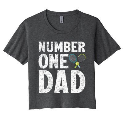 Tennis Sports Lover Number One Tennis Dad Fathers Day Gift Women's Crop Top Tee