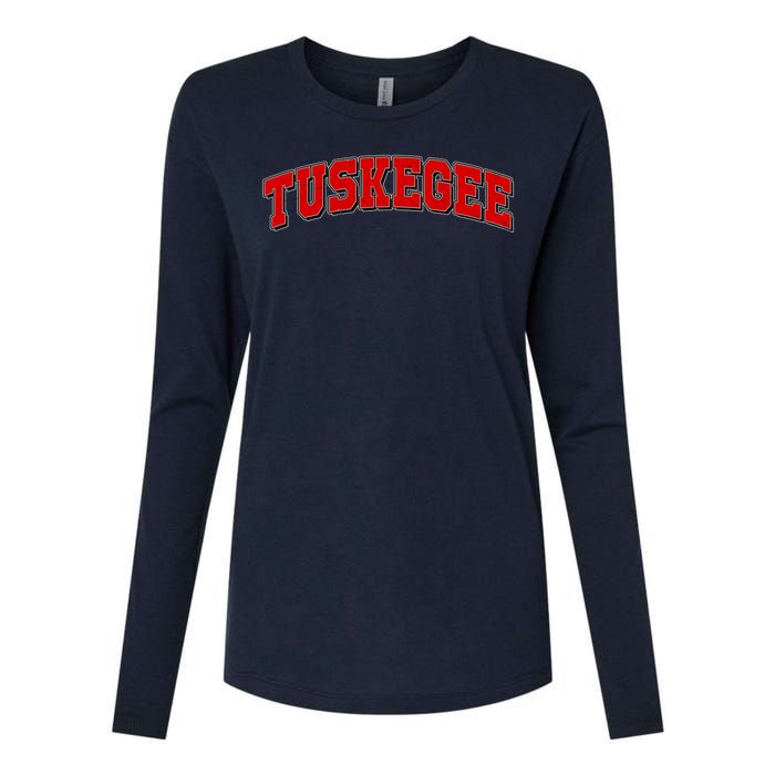 Tuskegee Sporty Logo Womens Cotton Relaxed Long Sleeve T-Shirt