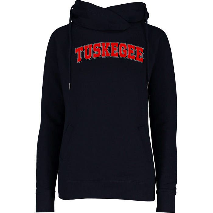 Tuskegee Sporty Logo Womens Funnel Neck Pullover Hood