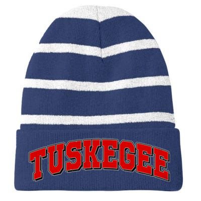 Tuskegee Sporty Logo Striped Beanie with Solid Band