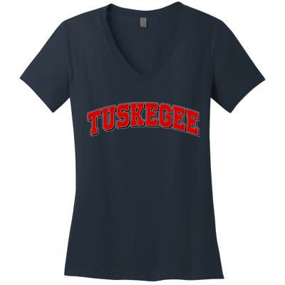 Tuskegee Sporty Logo Women's V-Neck T-Shirt
