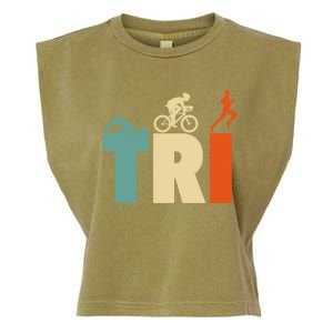 Triathlon Sport Lovers Gift Triathlon Gift Thletes Gift Garment-Dyed Women's Muscle Tee