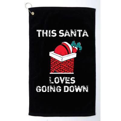 This Santa Loves Going Down Funny Christmas Platinum Collection Golf Towel