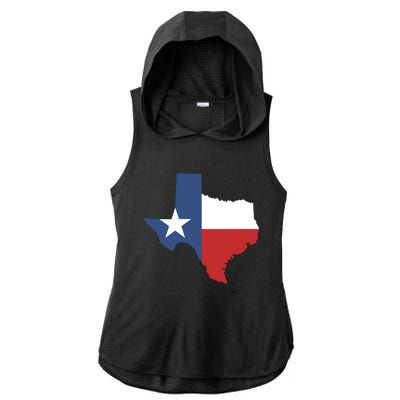 Texas State Lone Star Flag Map Ladies PosiCharge Tri-Blend Wicking Draft Hoodie Tank