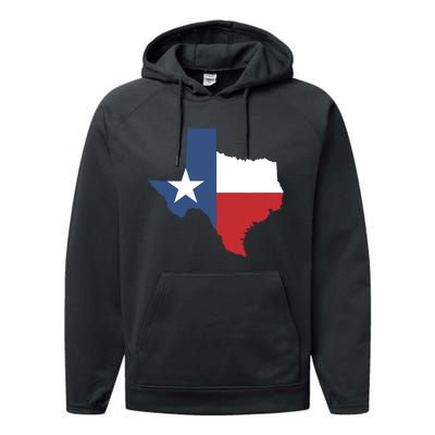 Texas State Lone Star Flag Map Performance Fleece Hoodie