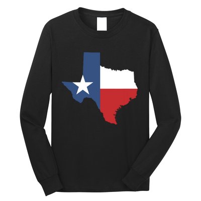 Texas State Lone Star Flag Map Long Sleeve Shirt