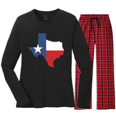 Texas State Lone Star Flag Map Women's Long Sleeve Flannel Pajama Set 