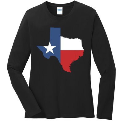 Texas State Lone Star Flag Map Ladies Long Sleeve Shirt