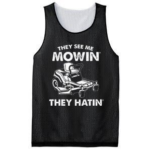 They See Me Mowin They Hatin Zero Turn Funny Lawn Mower Mesh Reversible Basketball Jersey Tank