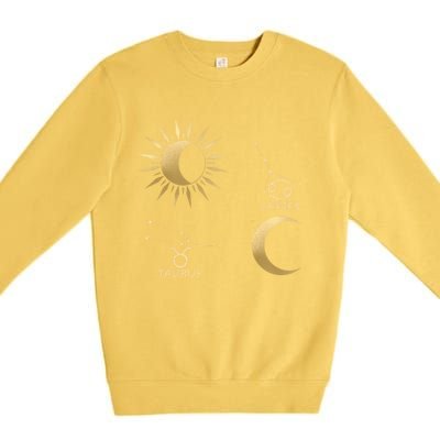 Taurus Suncancer Moon Zodiac Gift Premium Crewneck Sweatshirt