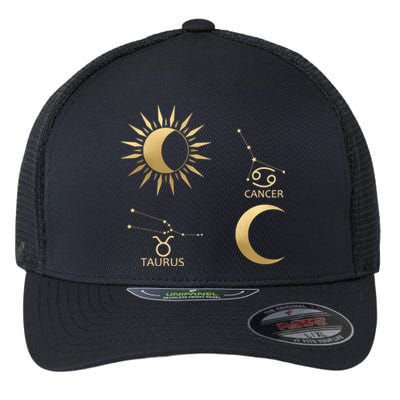 Taurus Suncancer Moon Zodiac Gift Flexfit Unipanel Trucker Cap