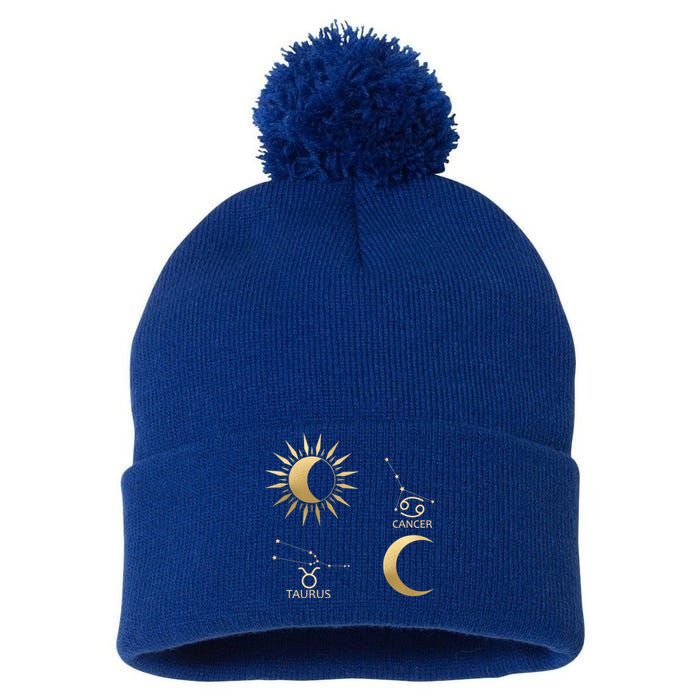 Taurus Suncancer Moon Zodiac Gift Pom Pom 12in Knit Beanie