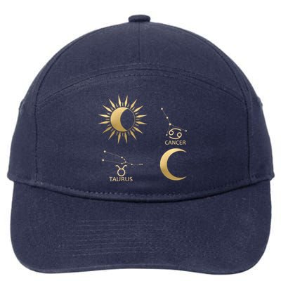 Taurus Suncancer Moon Zodiac Gift 7-Panel Snapback Hat