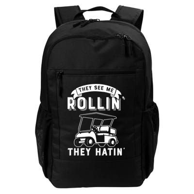 They See Me Rollin They Hatin Funny Golf Cart Meme Graphic Backpack