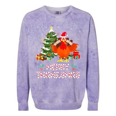 Turkey Santa Merry Thanksmas Christmas Thanksgiving Colorblast Crewneck Sweatshirt