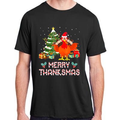 Turkey Santa Merry Thanksmas Christmas Thanksgiving Adult ChromaSoft Performance T-Shirt