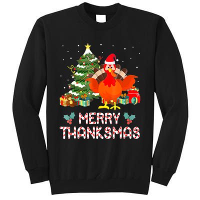 Turkey Santa Merry Thanksmas Christmas Thanksgiving Tall Sweatshirt