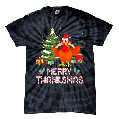 Turkey Santa Merry Thanksmas Christmas Thanksgiving Tie-Dye T-Shirt