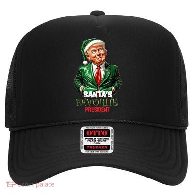 Trump Santa Mugshot Tacky High Crown Mesh Back Trucker Hat