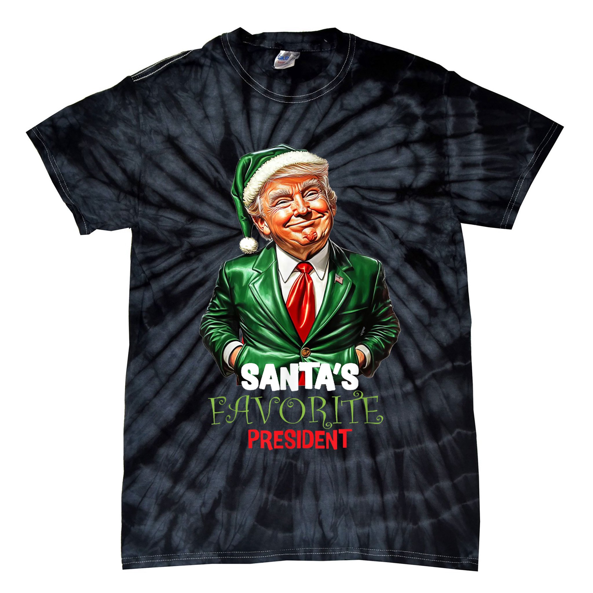 Trump Santa Mugshot Tacky Tie-Dye T-Shirt