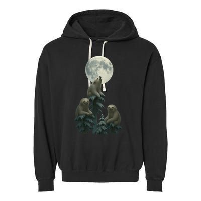Three Sloths Moon Garment-Dyed Fleece Hoodie