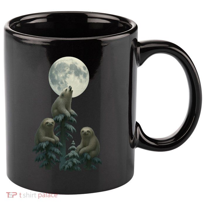 Three Sloths Moon 11oz C Handle Ceramic Mug