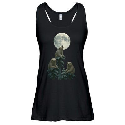 Three Sloths Moon Ladies Essential Flowy Tank