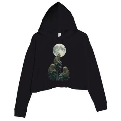 Three Sloths Moon Crop Fleece Hoodie