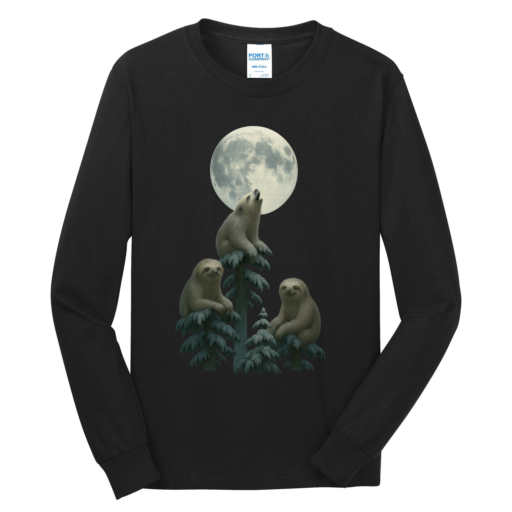Three Sloths Moon Tall Long Sleeve T-Shirt