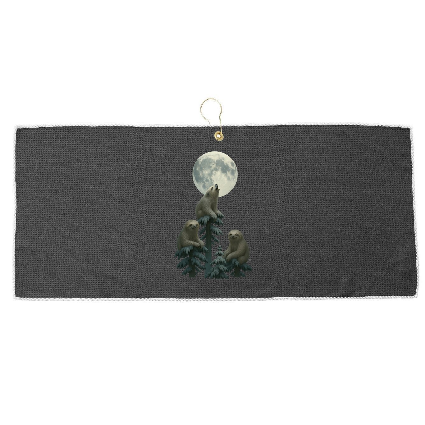 Three Sloths Moon Large Microfiber Waffle Golf Towel