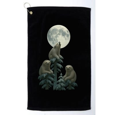Three Sloths Moon Golf Towel