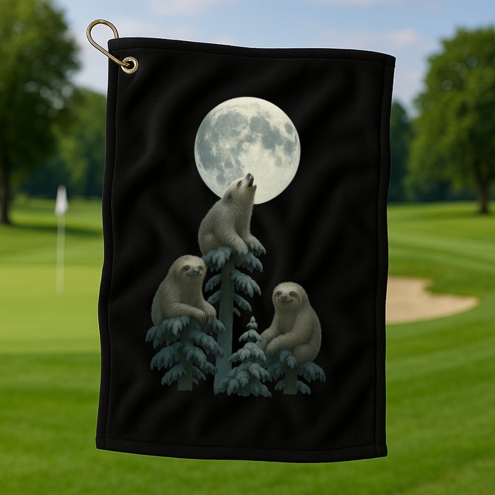 Three Sloths Moon Golf Towel