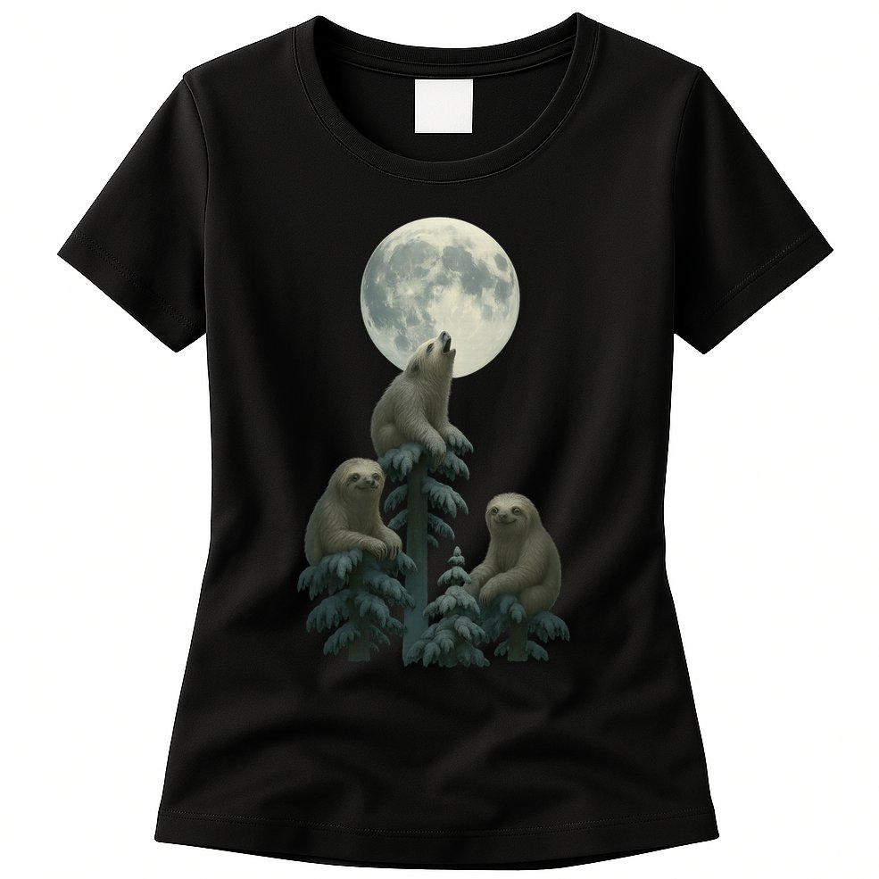 Three Sloths Moon Womens T-Shirt