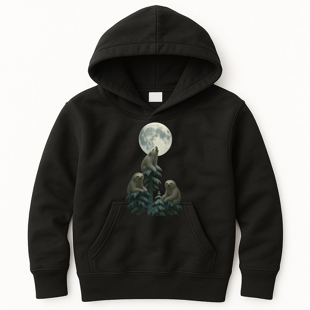 Three Sloths Moon Kids Hoodie