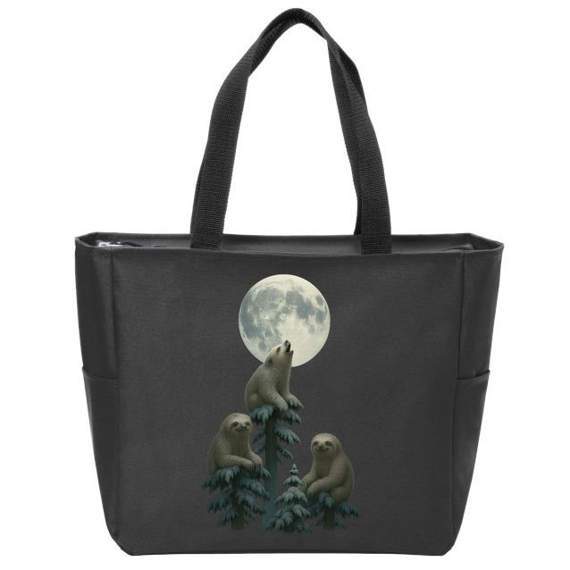 Three Sloths Moon Zip Tote Bag