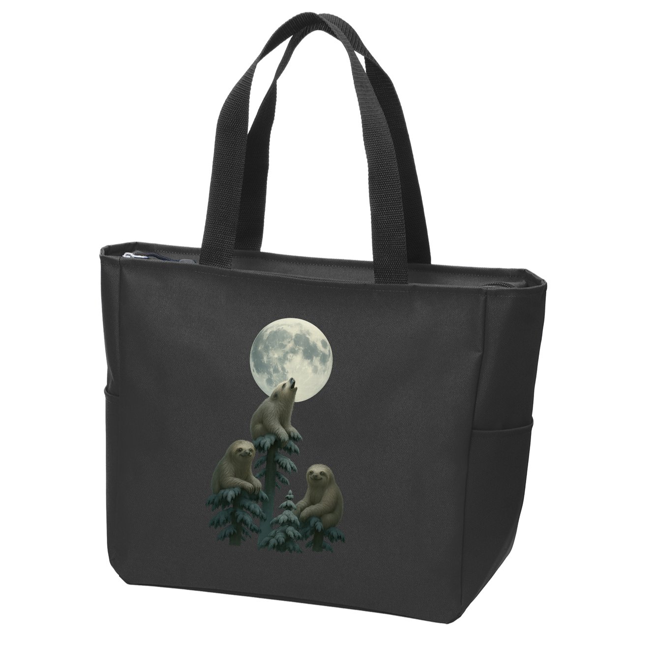 Three Sloths Moon Zip Tote Bag