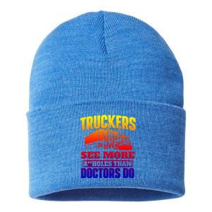 Truckers See More Gift Semi Truck Driver Trucking Trucker Gift Sustainable Knit Beanie