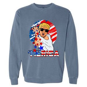 Trump Salt Merica Make USA Great Again USA Flags Boy Garment-Dyed Sweatshirt