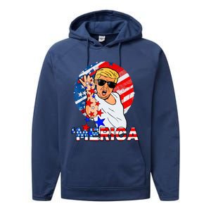 Trump Salt Merica Make USA Great Again USA Flags Boy Performance Fleece Hoodie