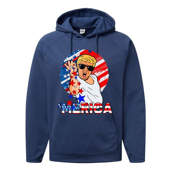 Trump Salt Merica Make USA Great Again USA Flags Boy Performance Fleece Hoodie