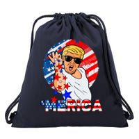 Trump Salt Merica Make USA Great Again USA Flags Boy Drawstring Bag