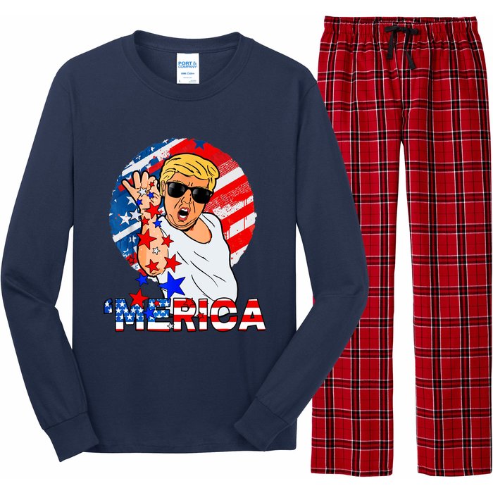 Trump Salt Merica Make USA Great Again USA Flags Boy Long Sleeve Pajama Set