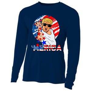 Trump Salt Merica Make USA Great Again USA Flags Boy Cooling Performance Long Sleeve Crew