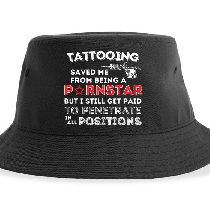 Tattooing Saved Me Funny Tattoo Artist & Tattooing Gift Sustainable Bucket Hat