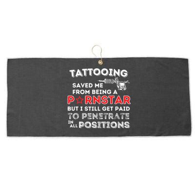 Tattooing Saved Me Funny Tattoo Artist & Tattooing Gift Large Microfiber Waffle Golf Towel