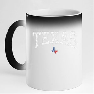 Texas State Map Flag Distressed 11oz Black Color Changing Mug