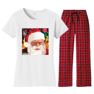 Trump Santa Mugshot Tacky Women's Flannel Pajama Set