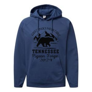 Tennessee Smoky Mountains Family Vacation 2024 Pigeon Forge Performance Fleece Hoodie