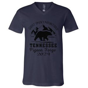 Tennessee Smoky Mountains Family Vacation 2024 Pigeon Forge V-Neck T-Shirt