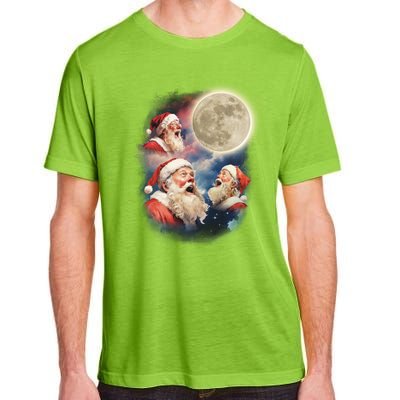 Three Santa Moon Santas Howling At Moon Meme Weird Christmas Gift Adult ChromaSoft Performance T-Shirt